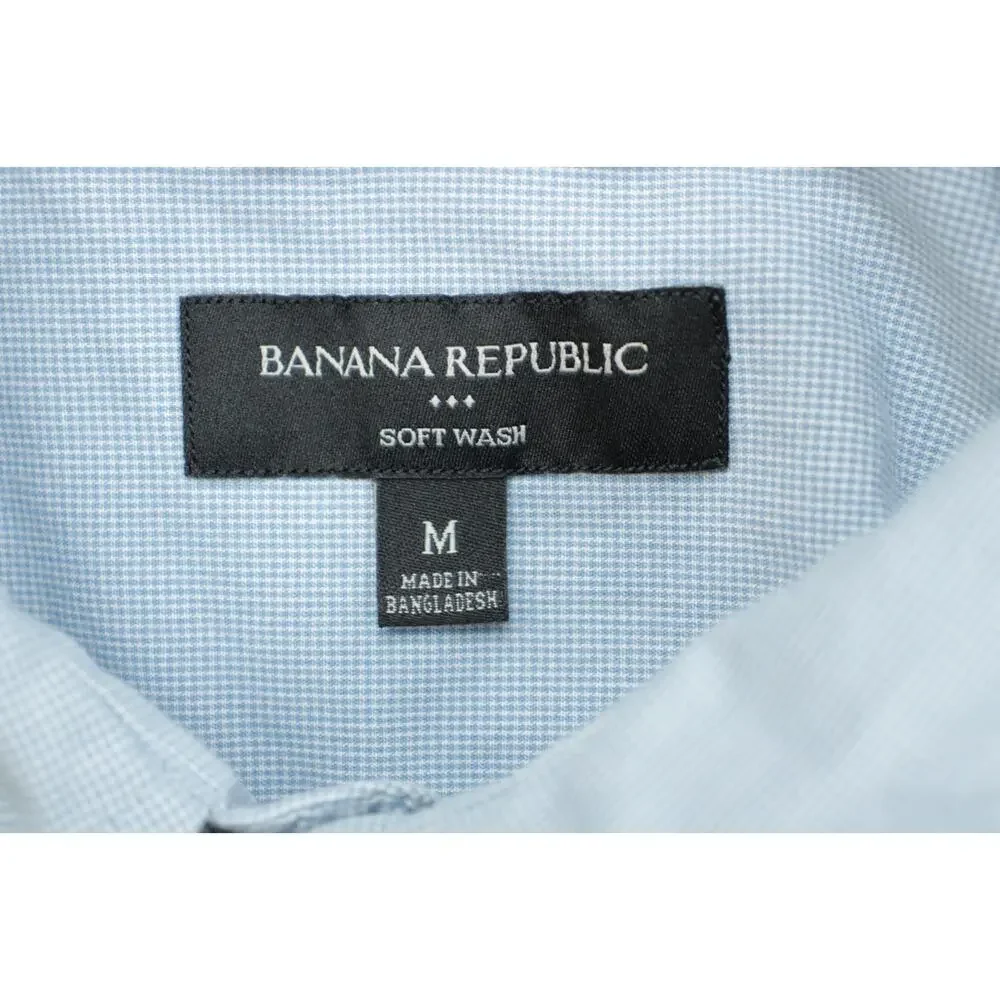 Banana Republic Shirt Mens Medium Blue 100%‎ Cotton Soft Wash Pockets